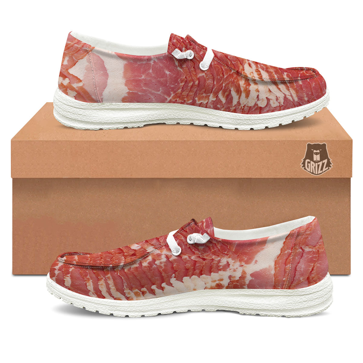 Raw Bacon Print Black Loafers-grizzshop