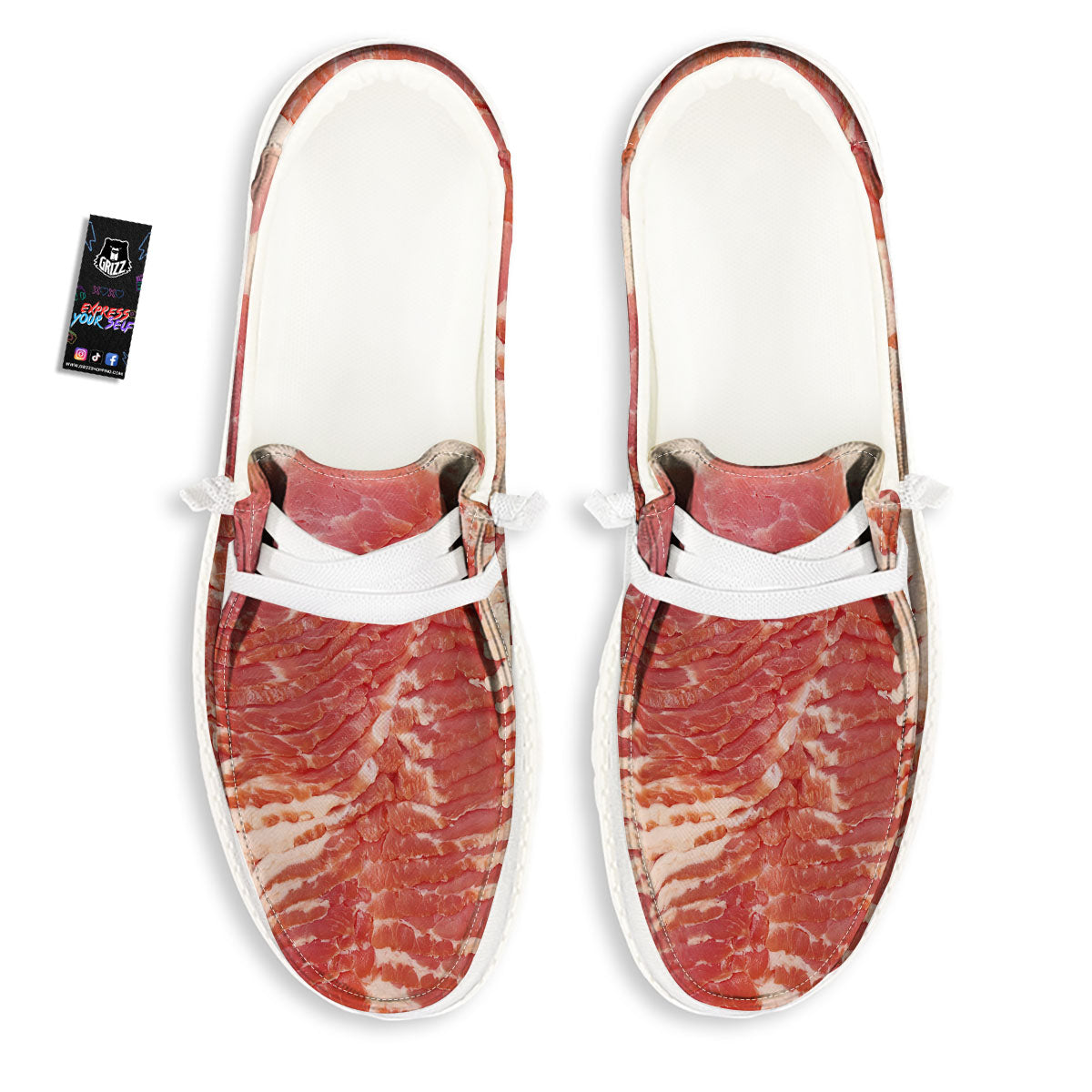 Raw Bacon Print Black Loafers-grizzshop
