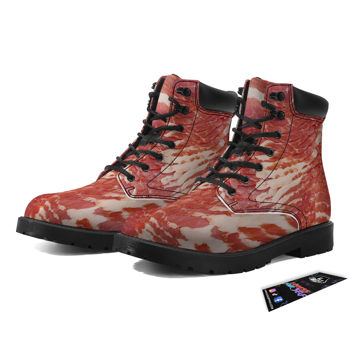 Raw Bacon Print Boots-grizzshop