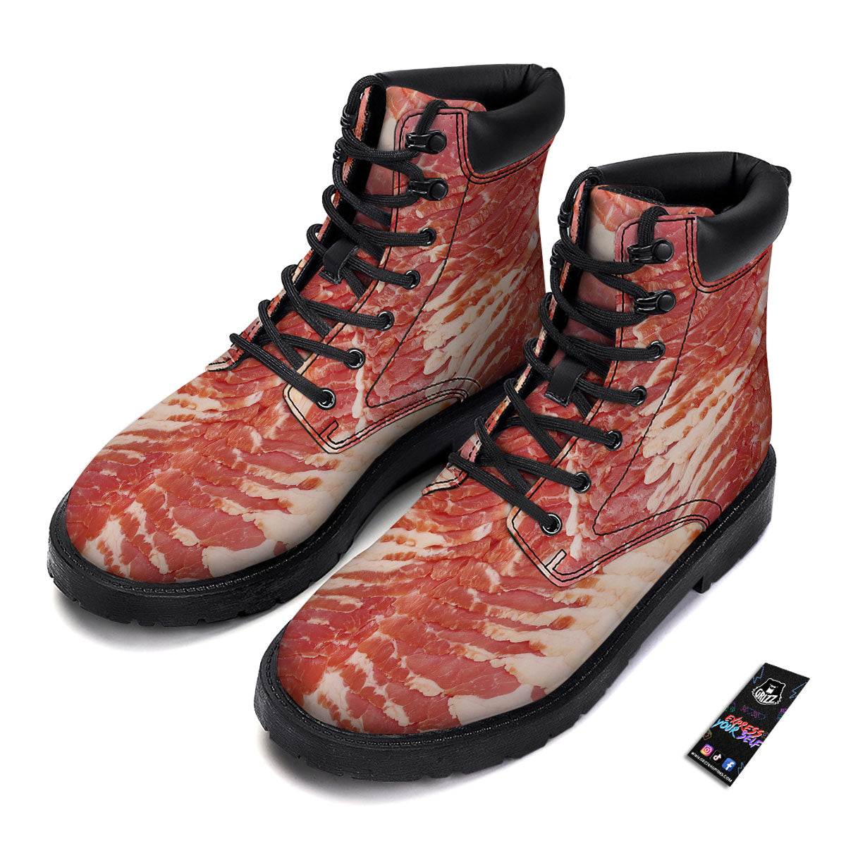 Raw Bacon Print Boots-grizzshop