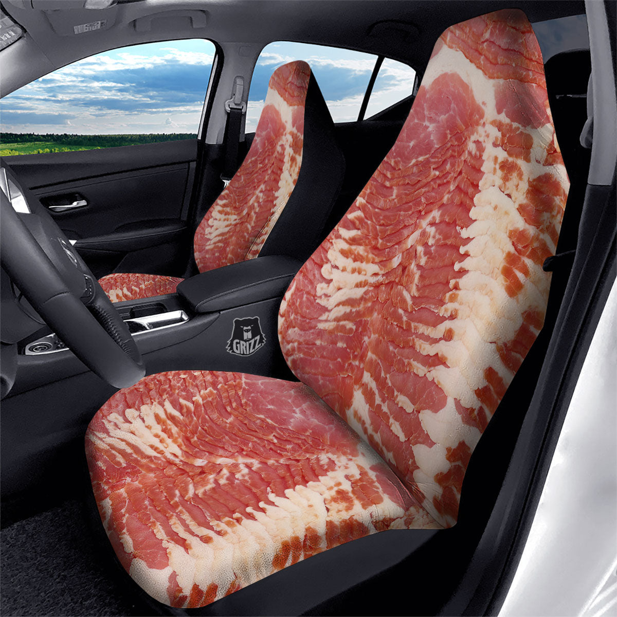 Raw Bacon Print Car Seat Covers-grizzshop