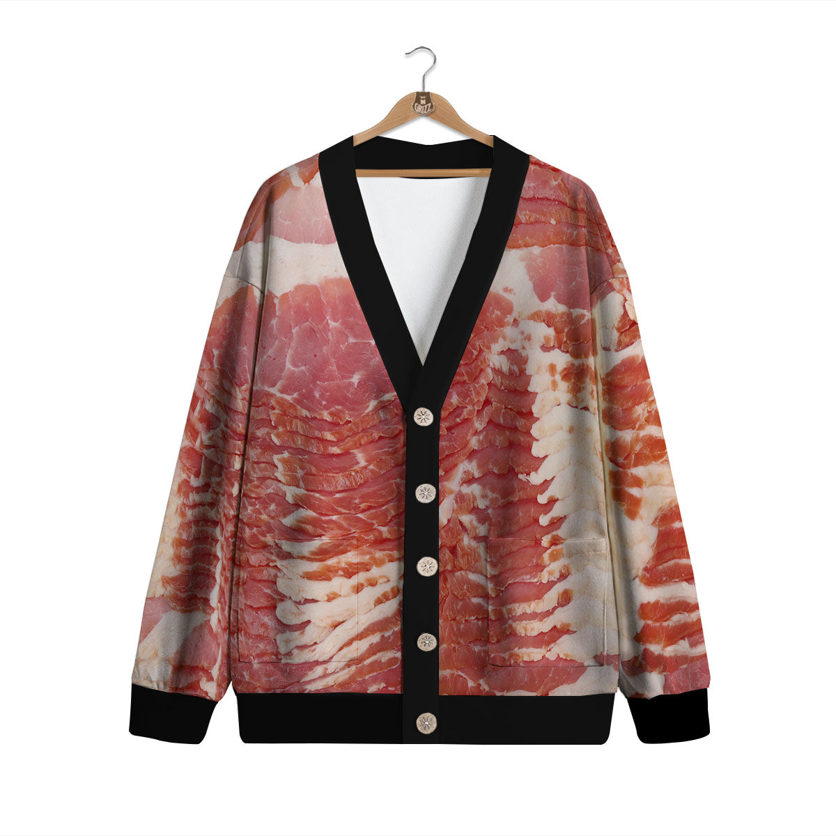 Raw Bacon Print Cardigan-grizzshop