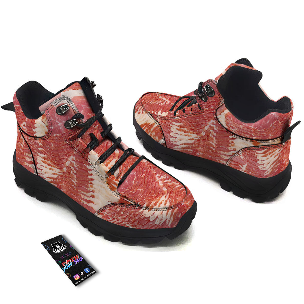 Raw Bacon Print Hiking Shoes-grizzshop