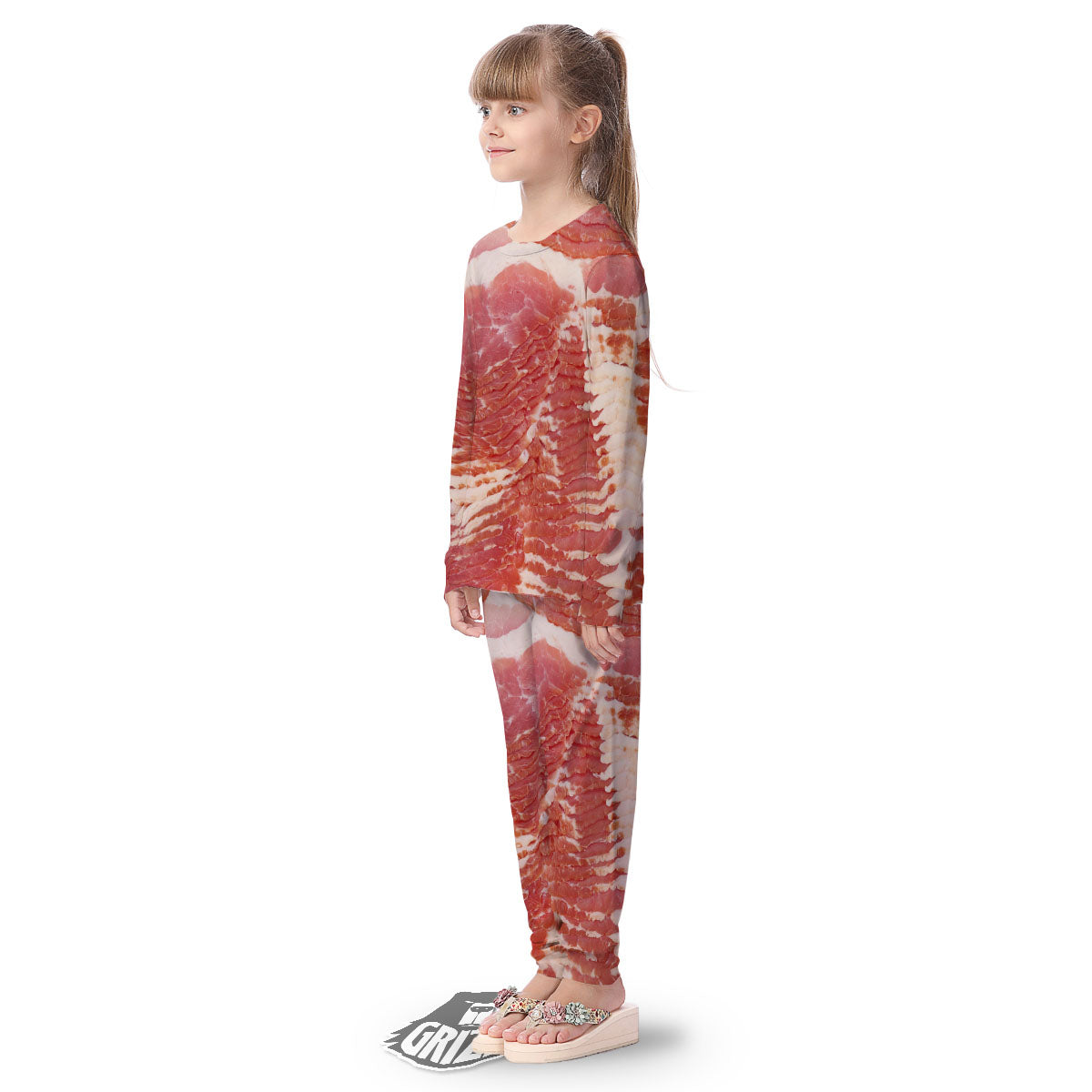 Raw Bacon Print Kid's Pajamas-grizzshop