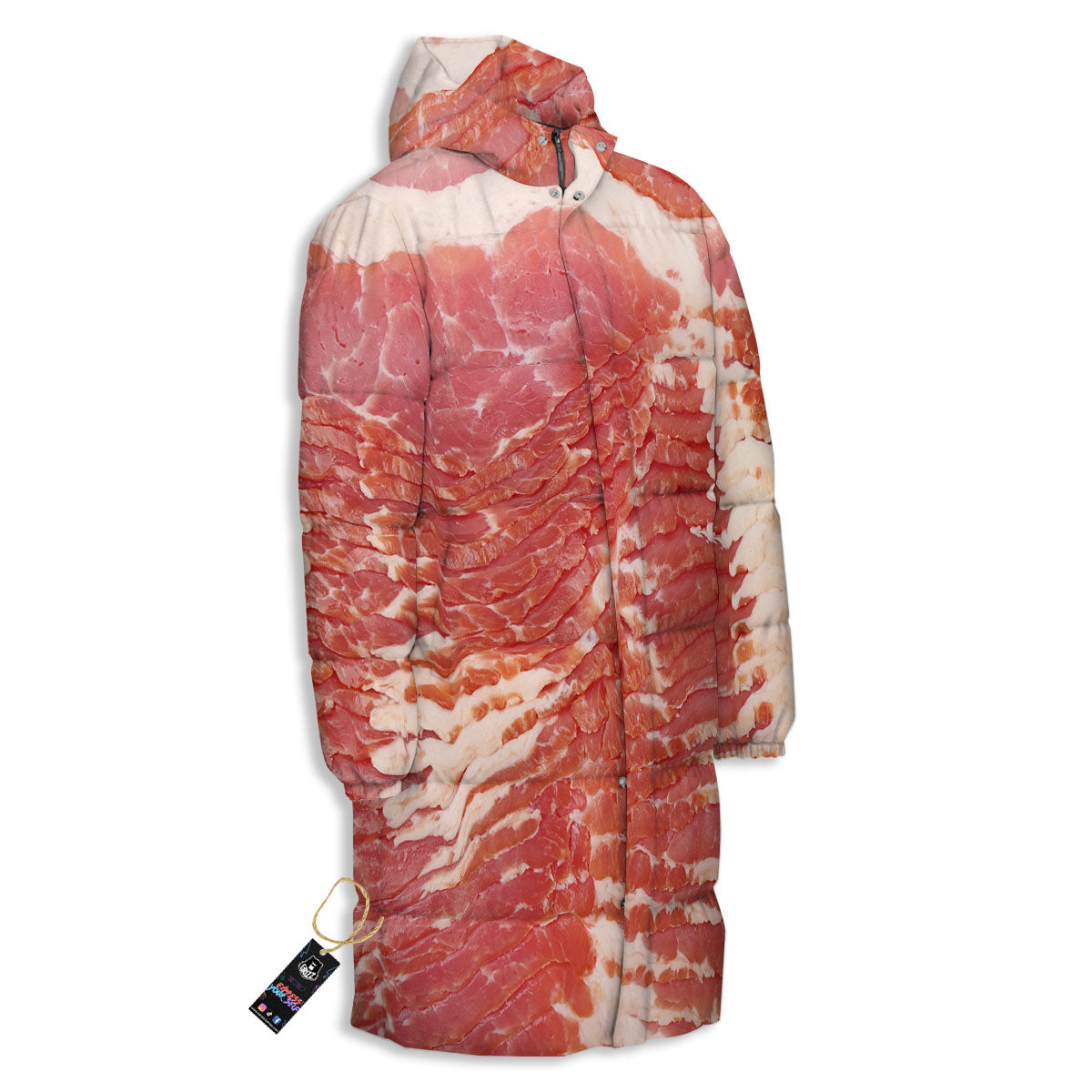 Raw Bacon Print Long Down Jacket-grizzshop