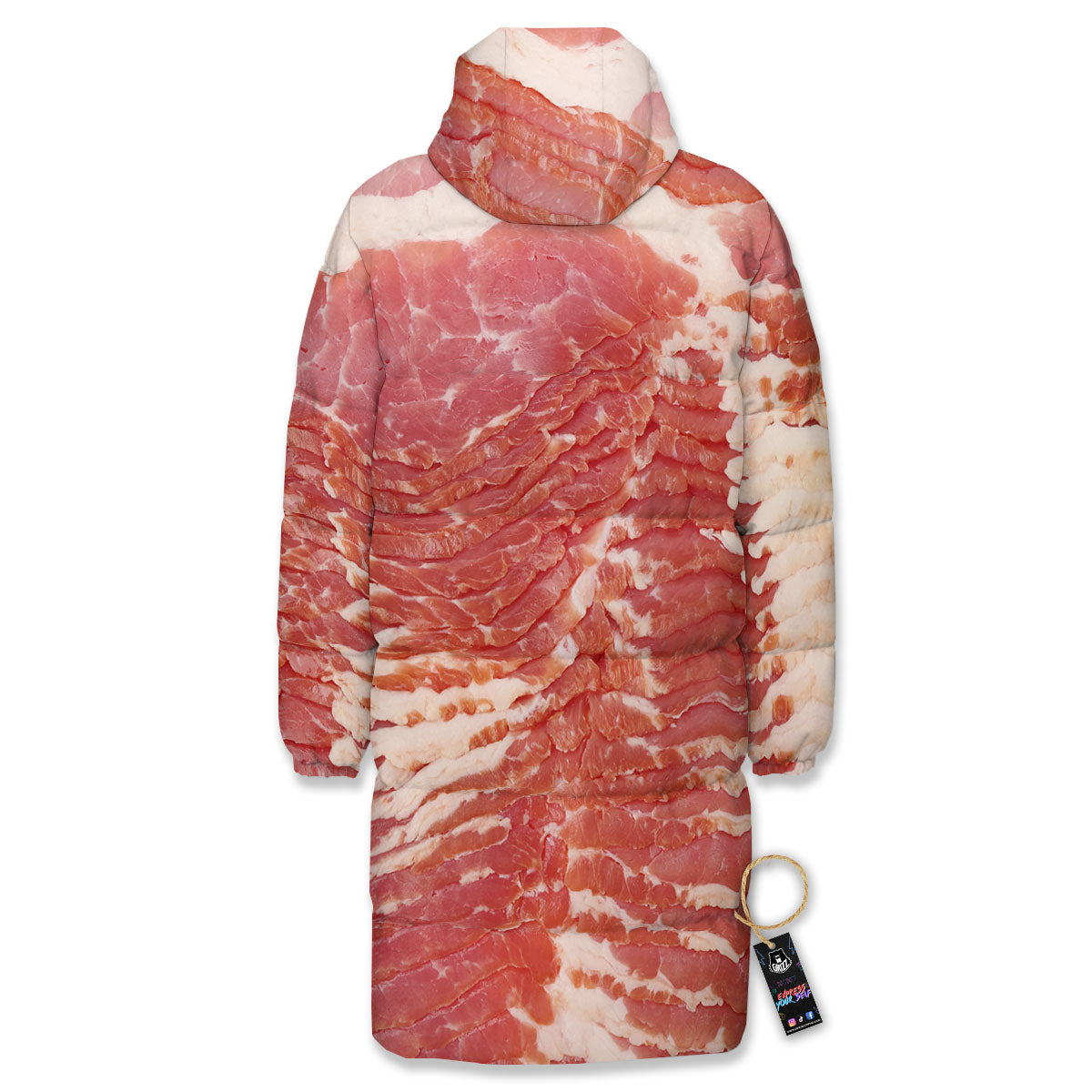 Raw Bacon Print Long Down Jacket-grizzshop