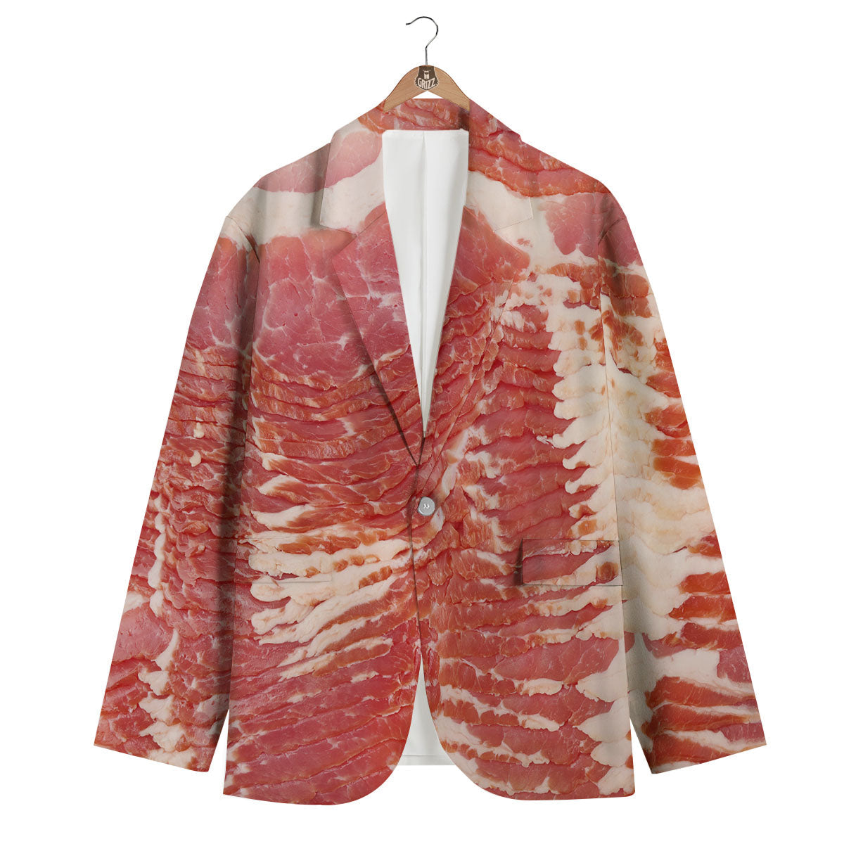 Raw Bacon Print Men's Blazer-grizzshop