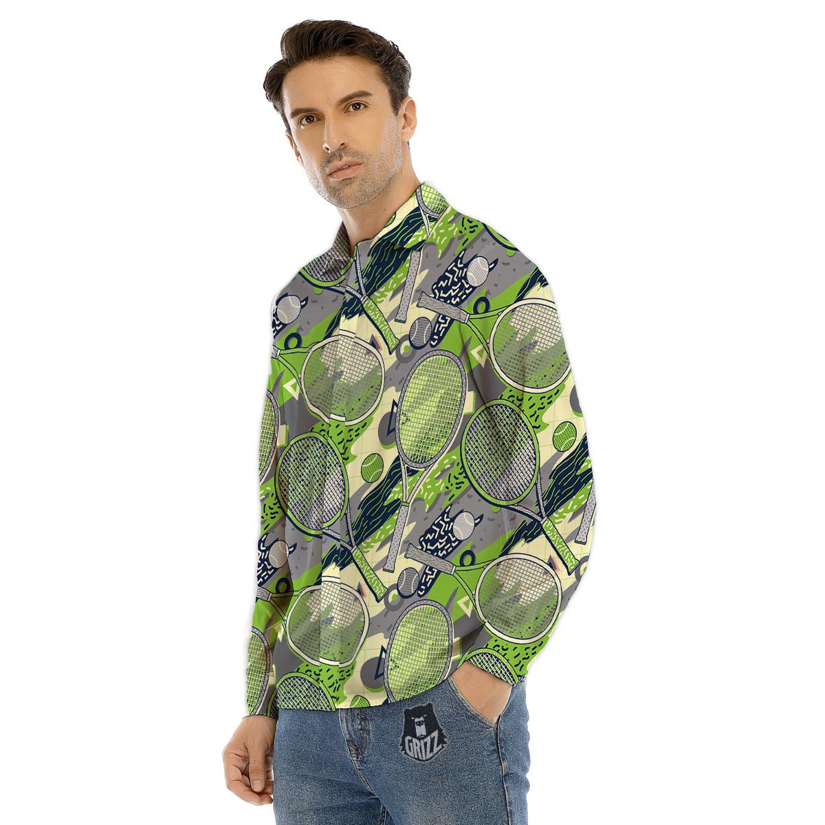 Raw Bacon Print Men's Dress Shirts-grizzshop