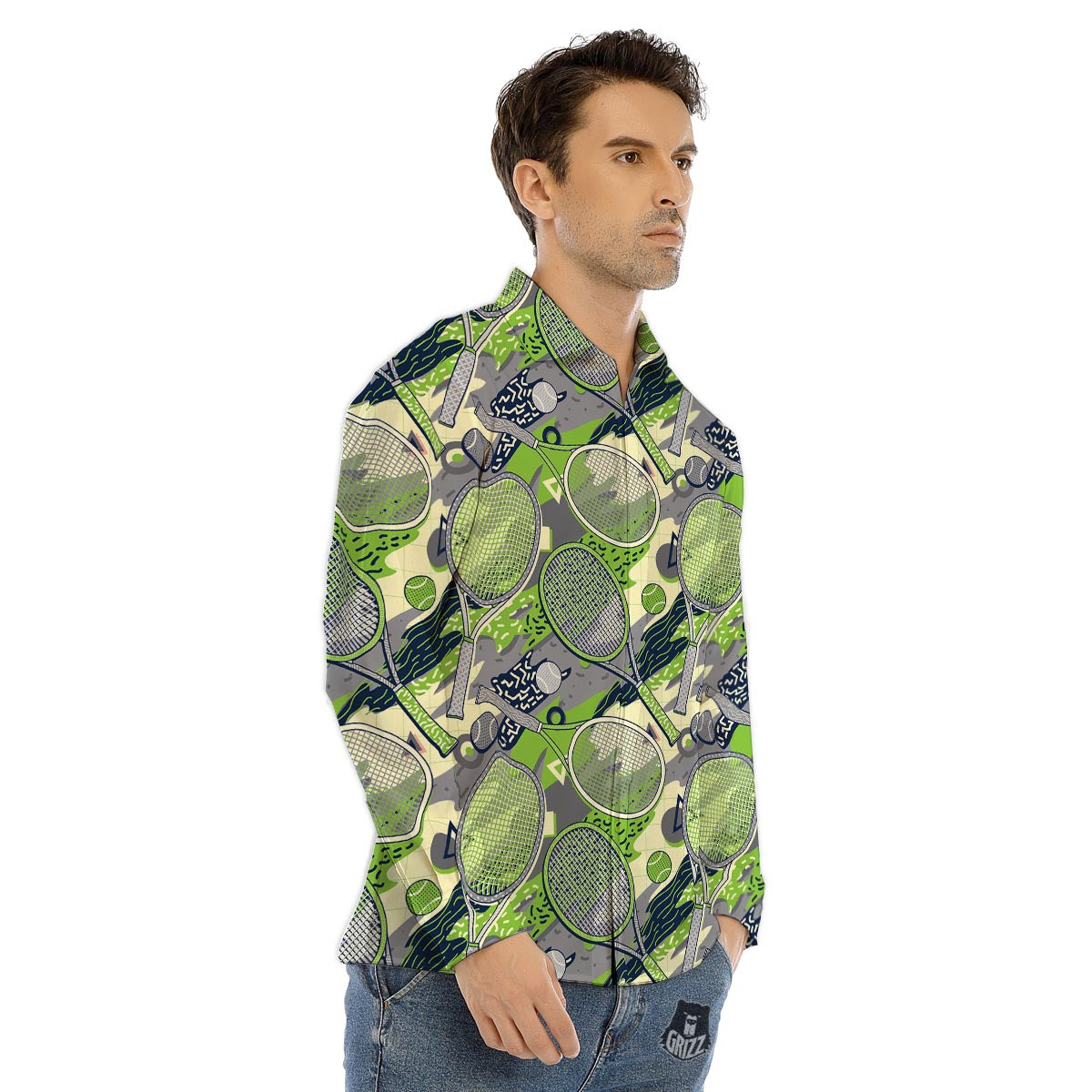 Raw Bacon Print Men's Dress Shirts-grizzshop