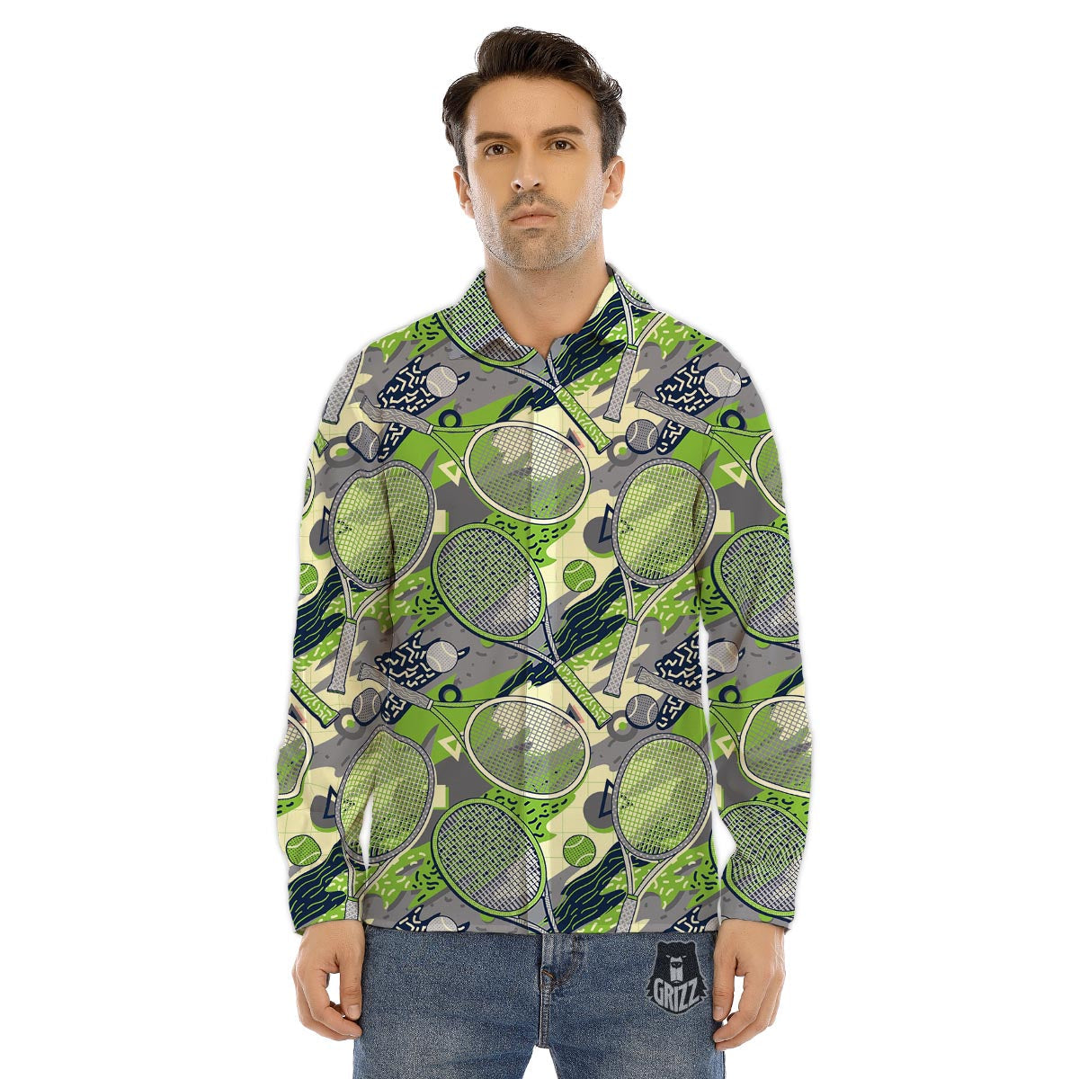 Raw Bacon Print Men's Dress Shirts-grizzshop