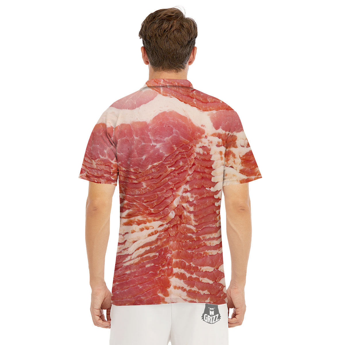 Raw Bacon Print Men's Golf Shirts-grizzshop