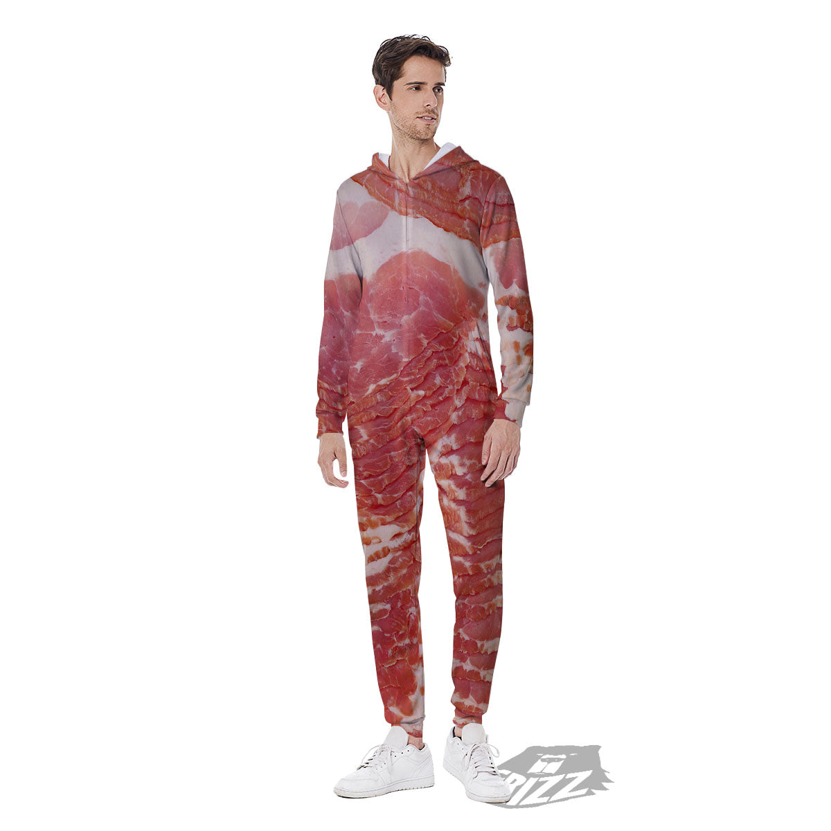 Raw Bacon Print Men's Jumpsuit-grizzshop
