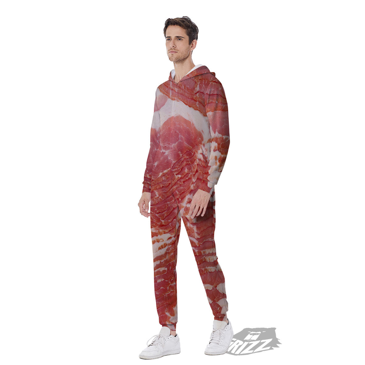 Raw Bacon Print Men's Jumpsuit-grizzshop