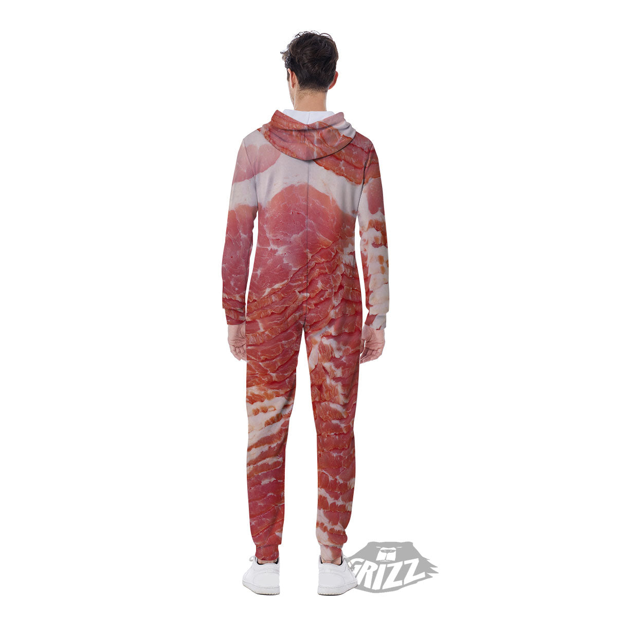 Raw Bacon Print Men's Jumpsuit-grizzshop