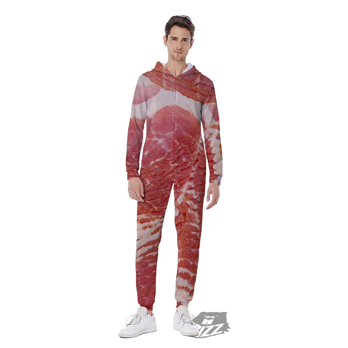 Raw Bacon Print Men's Jumpsuit-grizzshop