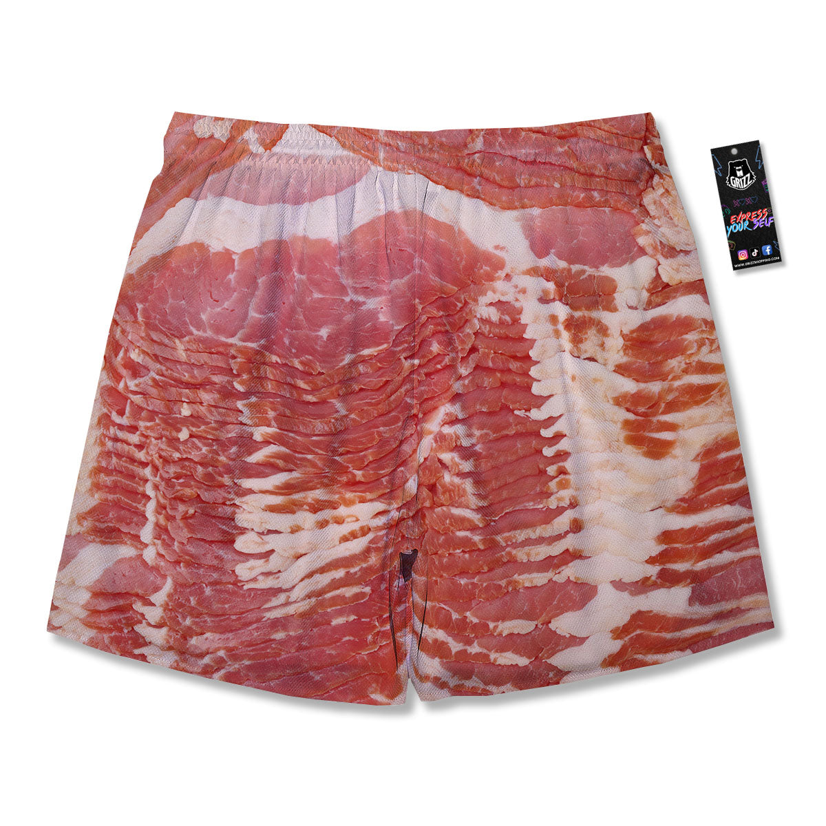 Raw Bacon Print Men's Running Shorts-grizzshop