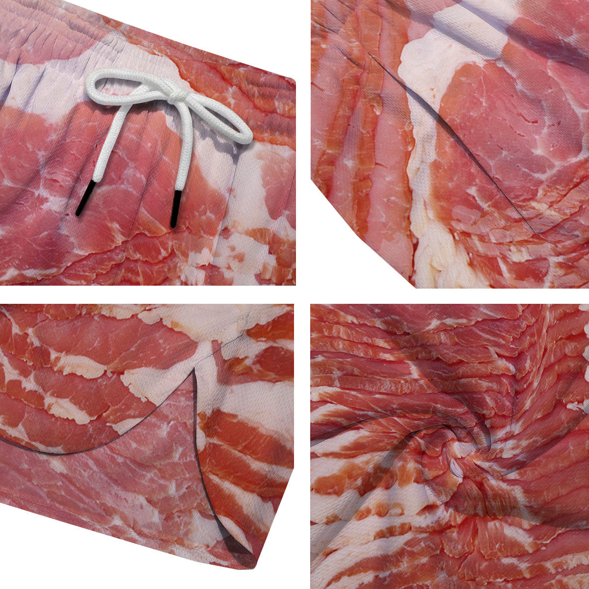 Raw Bacon Print Men's Running Shorts-grizzshop