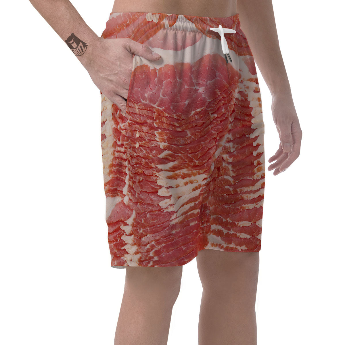 Raw Bacon Print Men's Shorts-grizzshop