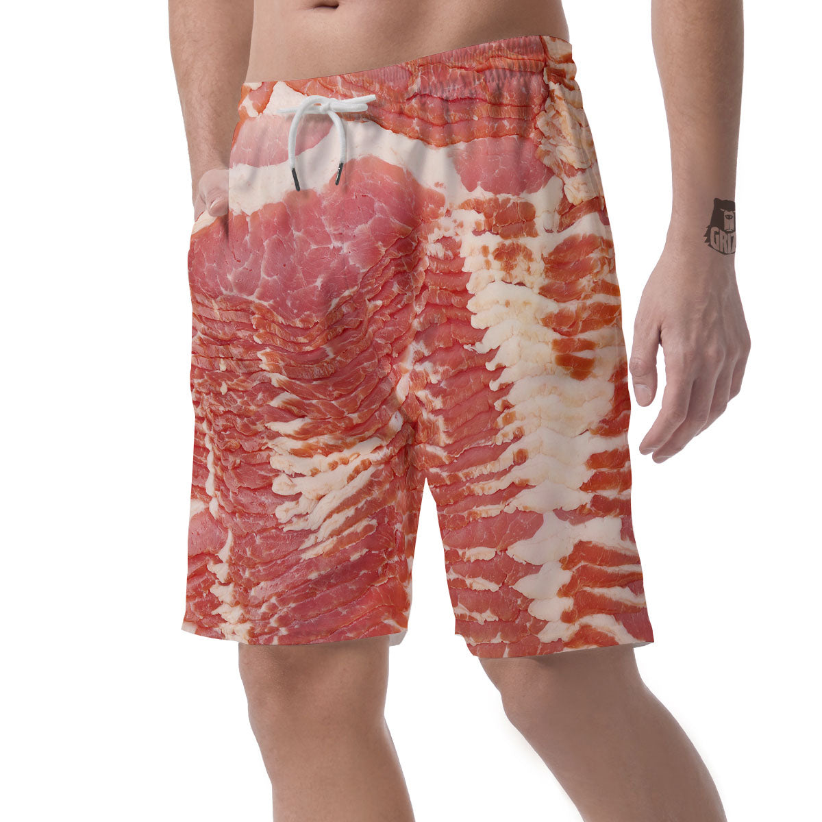 Raw Bacon Print Men's Shorts-grizzshop