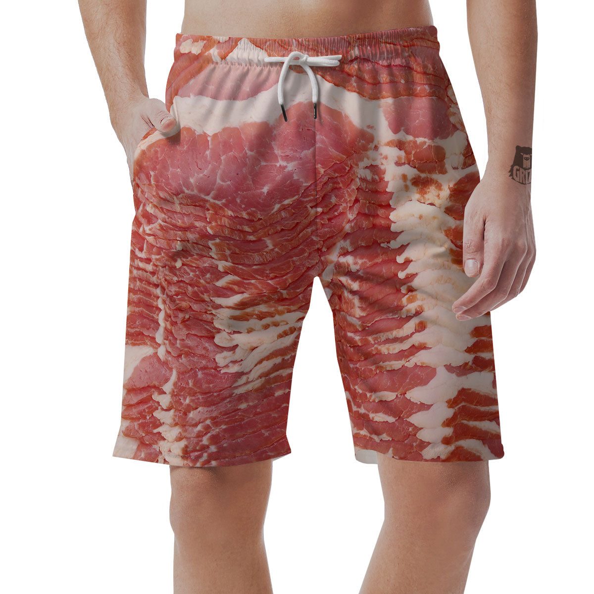 Raw Bacon Print Men's Shorts-grizzshop
