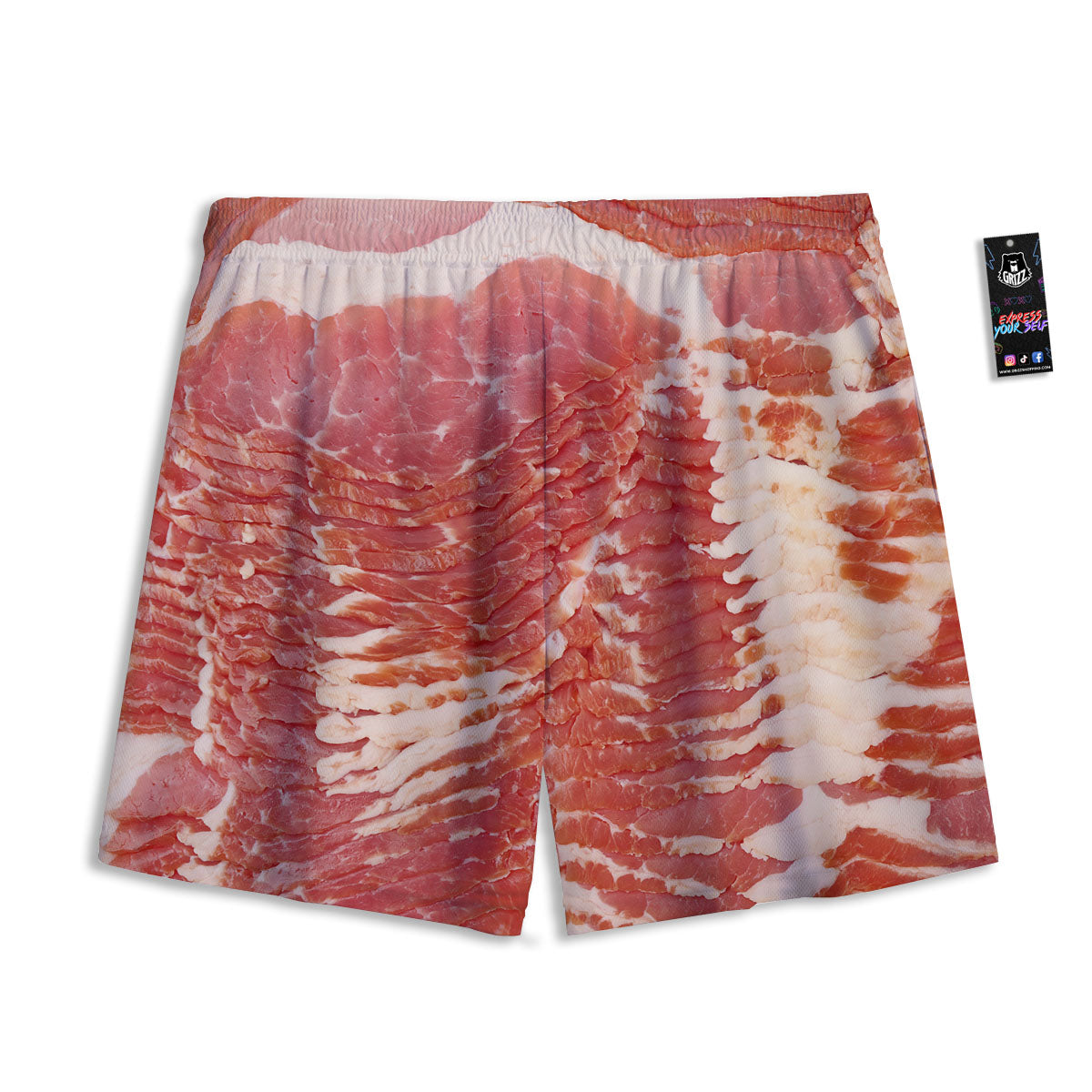 Raw Bacon Print Mesh Shorts
