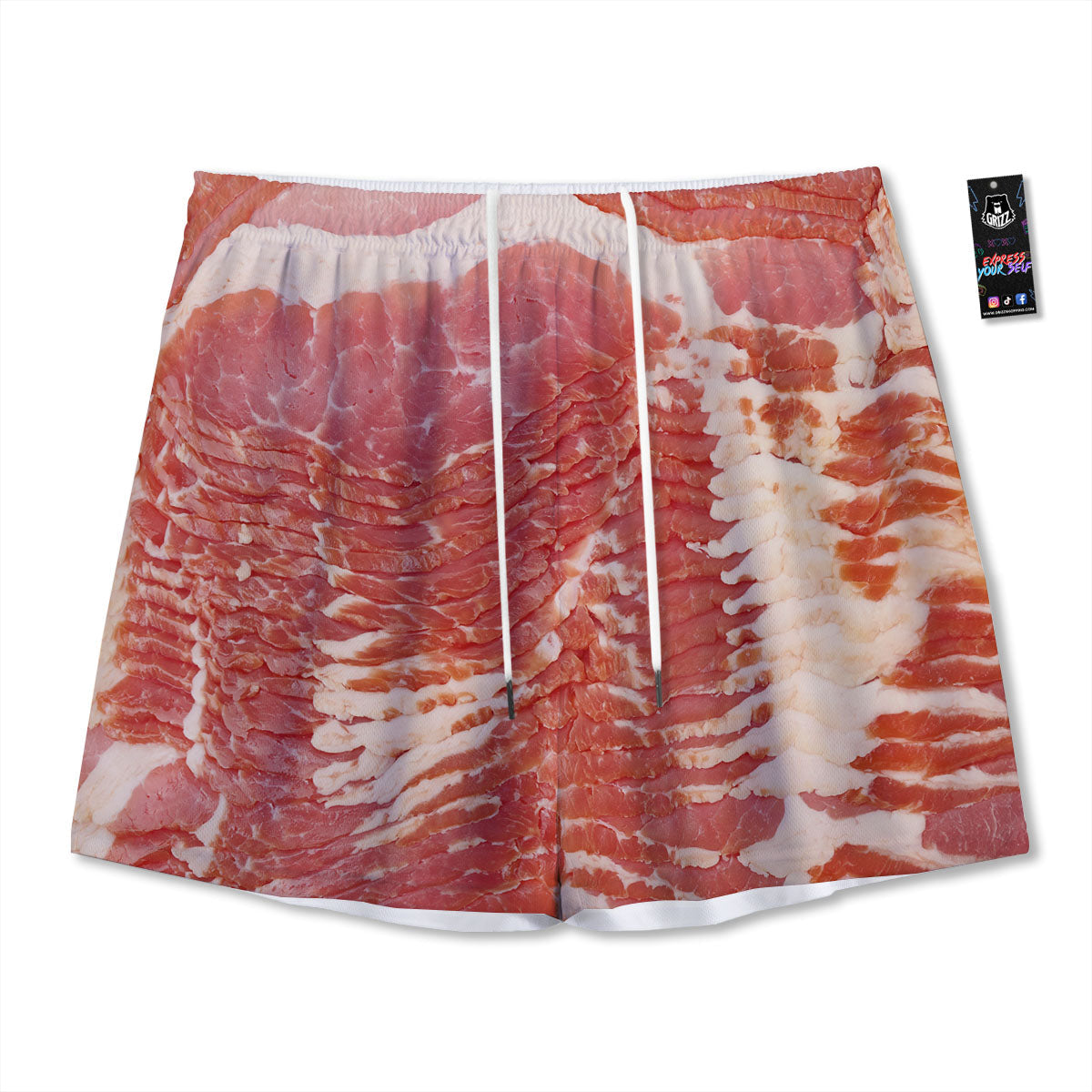 Raw Bacon Print Mesh Shorts