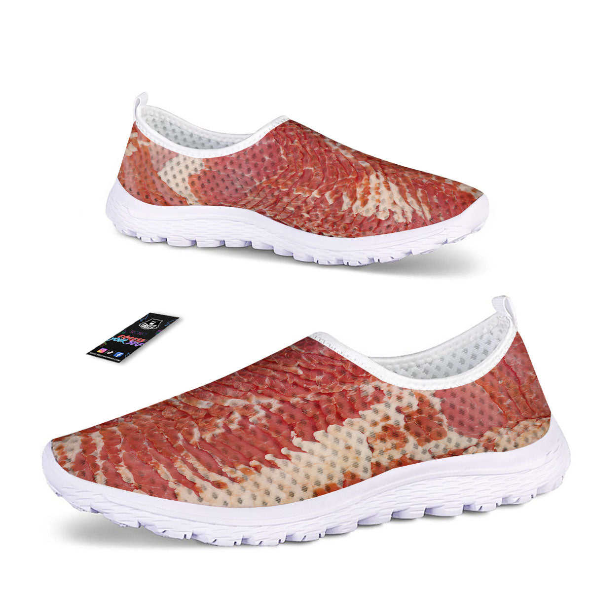 Raw Bacon Print Nurse Shoes-grizzshop