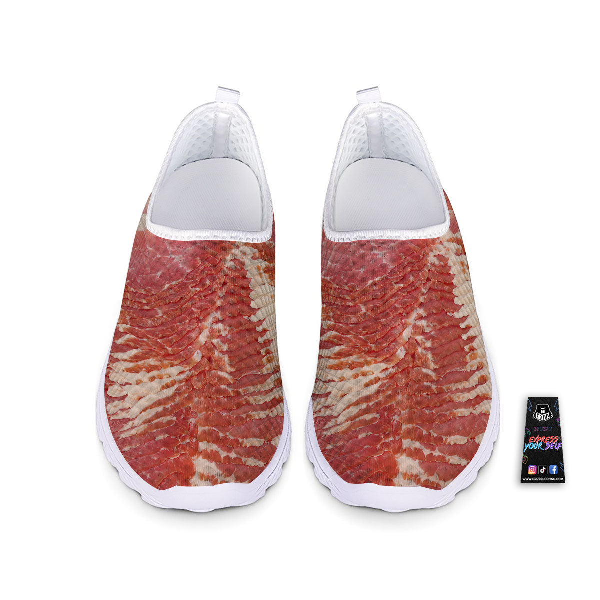 Raw Bacon Print Nurse Shoes-grizzshop