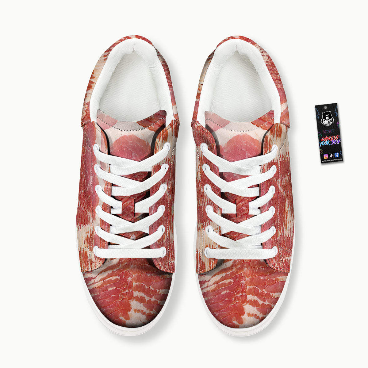 Raw Bacon Print Platform Shoes-grizzshop