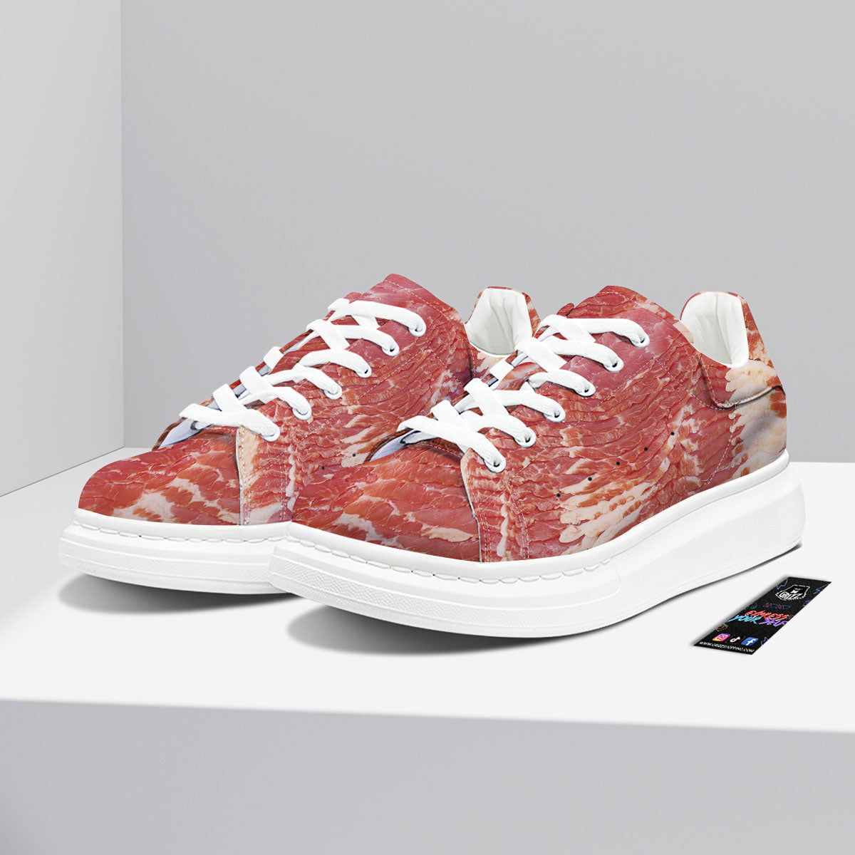 Raw Bacon Print Platform Shoes-grizzshop