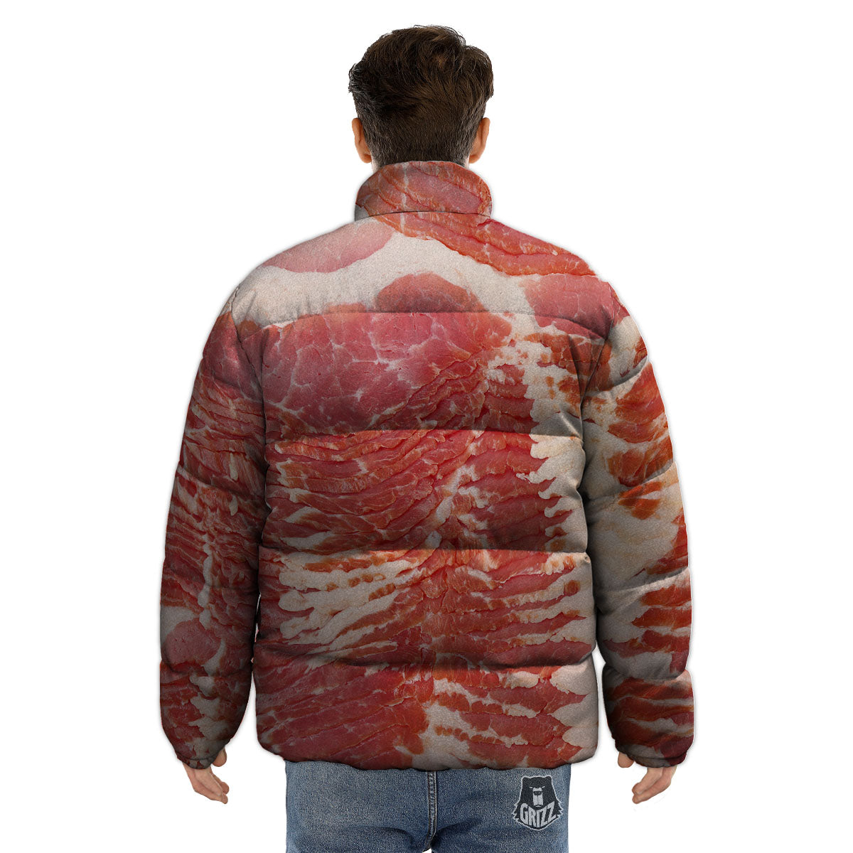 Raw Bacon Print Puffer Jacket-grizzshop
