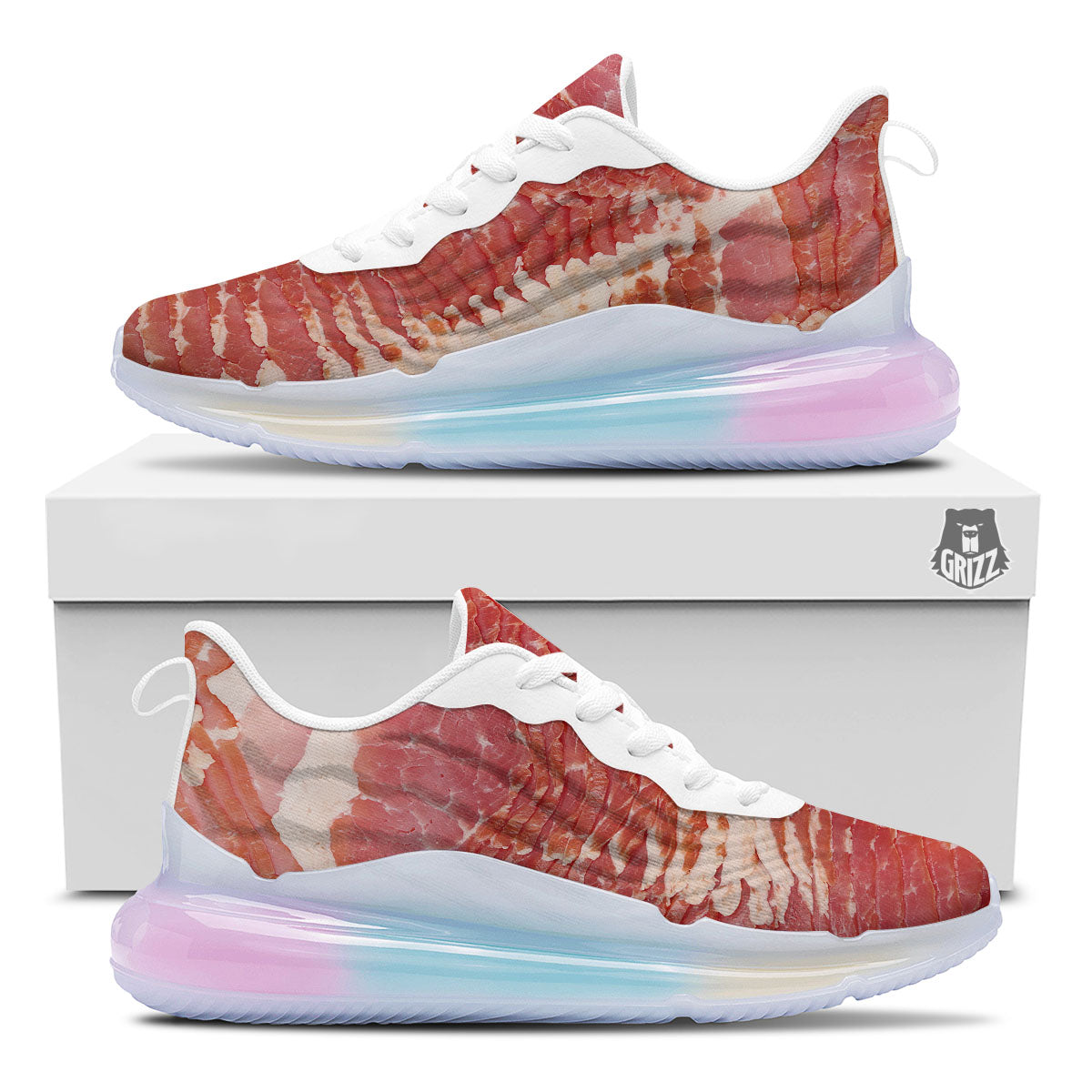 Raw Bacon Print Running Sneakers-grizzshop