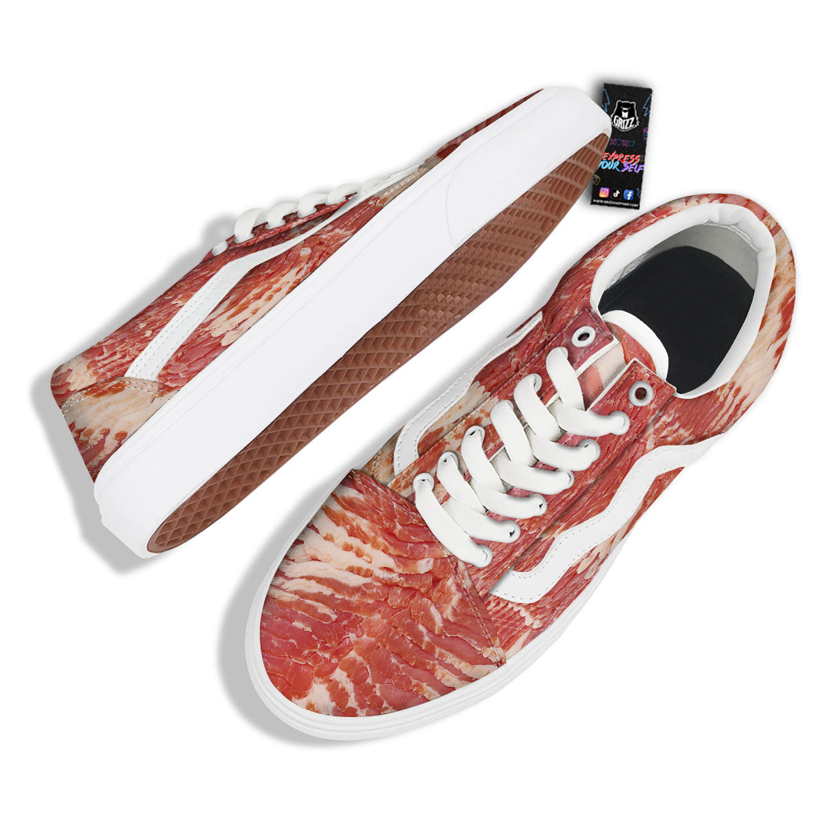 Raw Bacon Print Skate Shoes-grizzshop