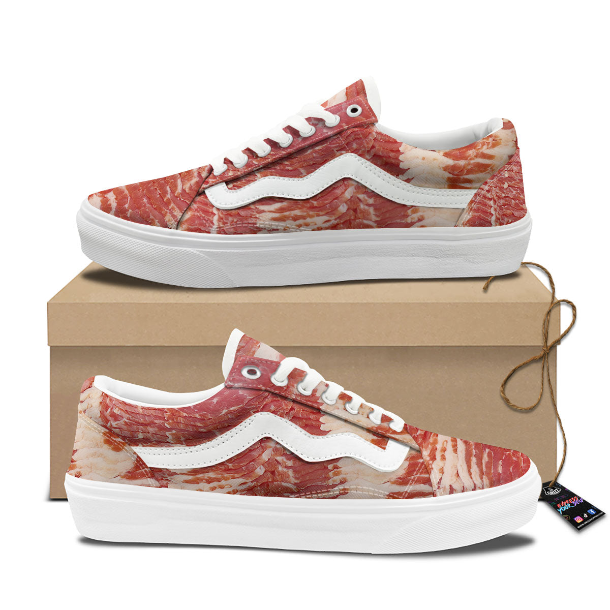 Raw Bacon Print Skate Shoes-grizzshop