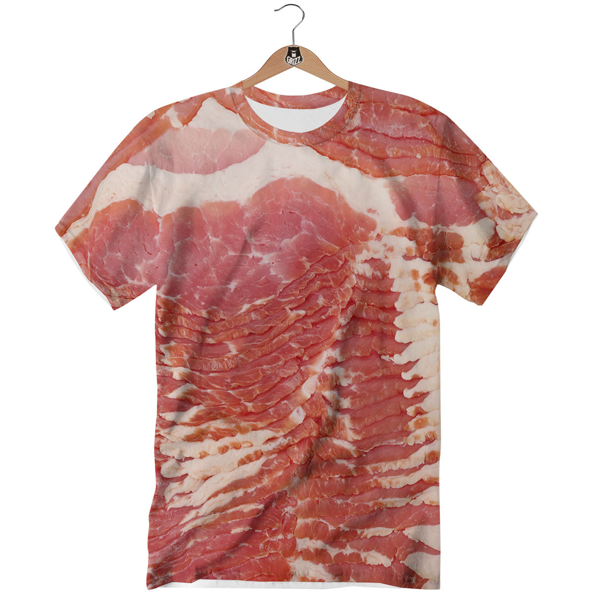 Raw Bacon Print T-Shirt-grizzshop