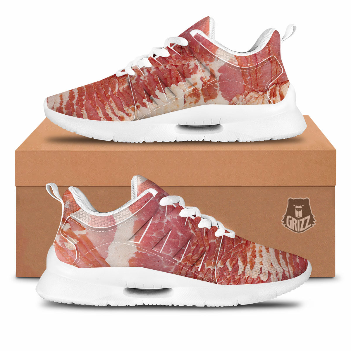 Raw Bacon Print Tennis Shoes-grizzshop