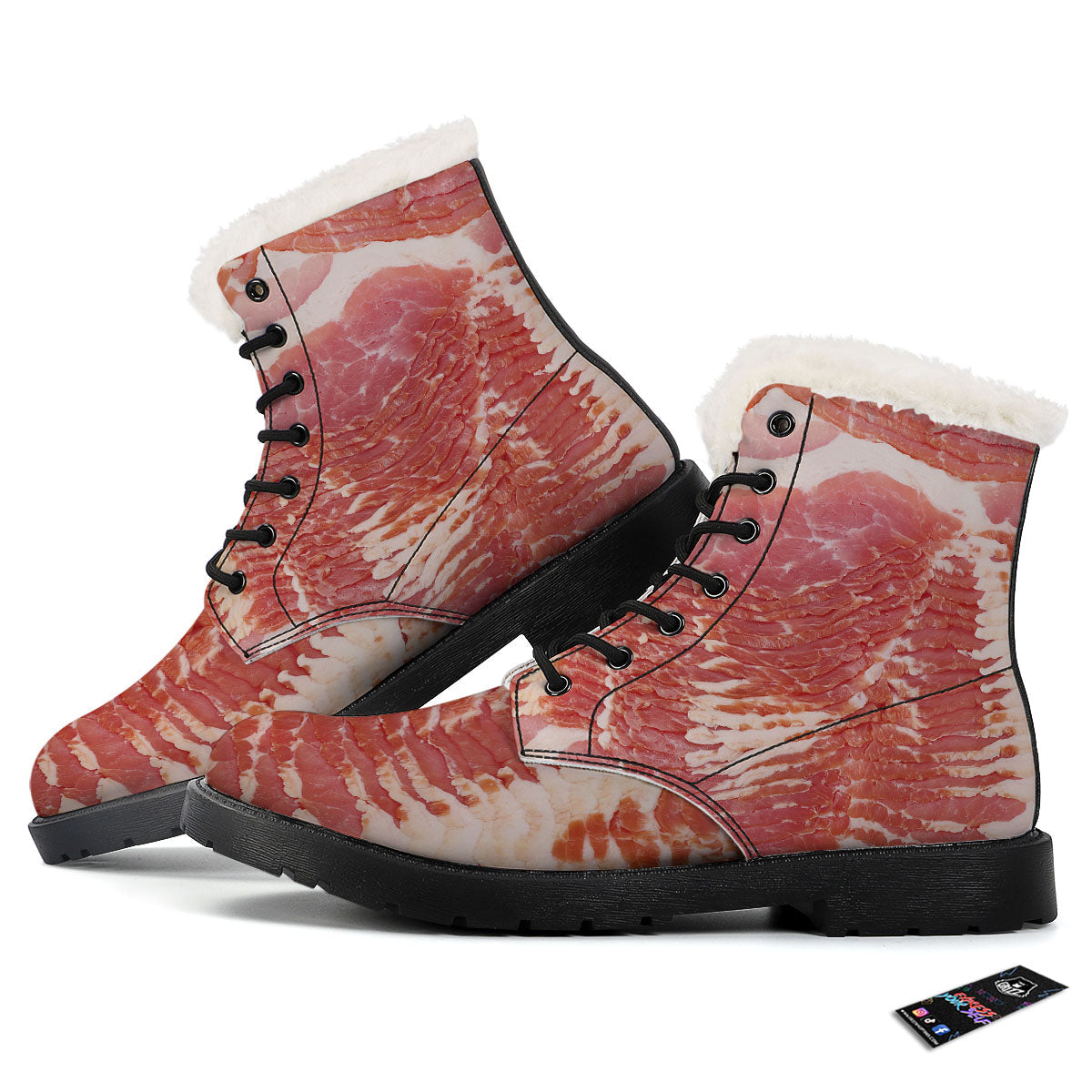 Raw Bacon Print Winter Boots-grizzshop