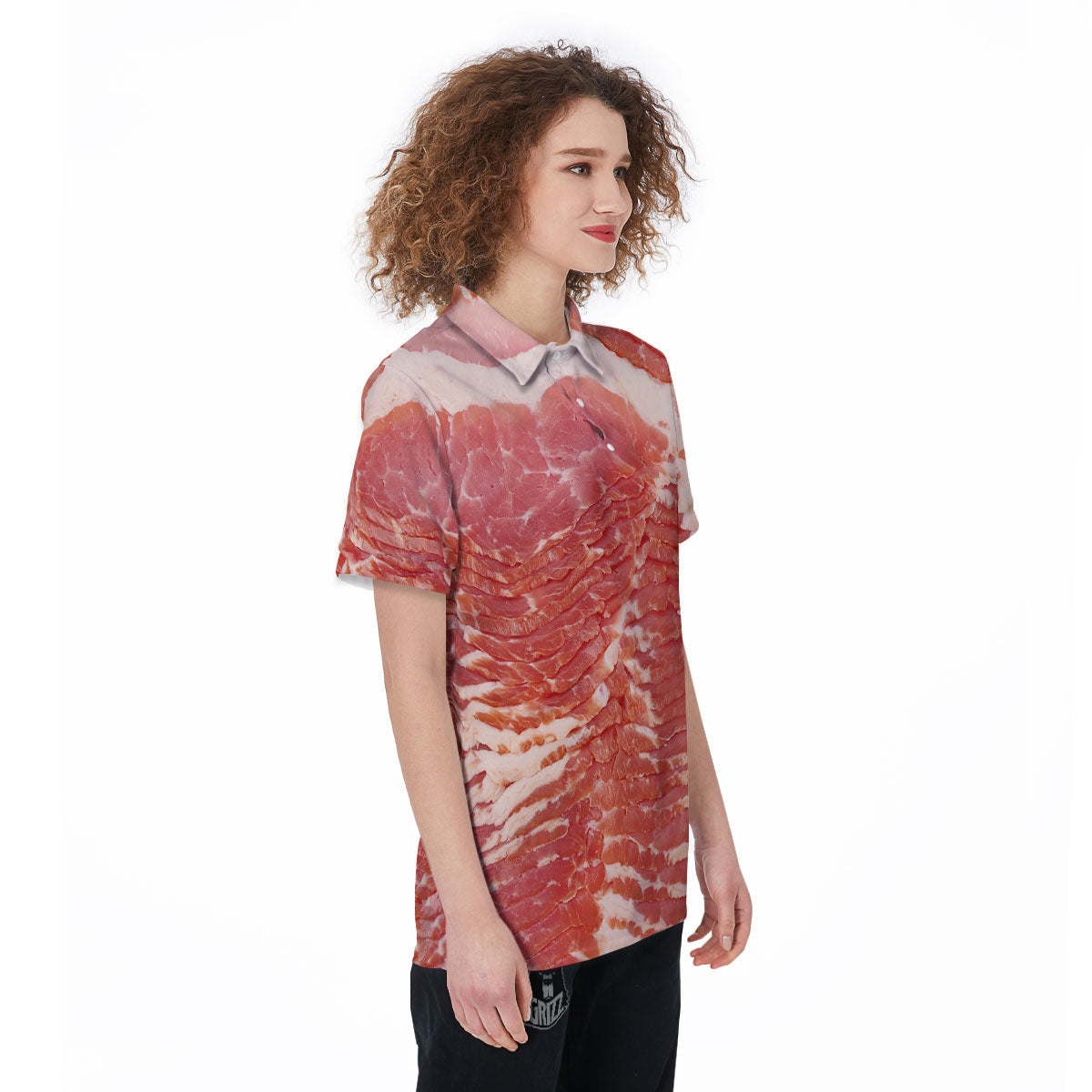 Raw Bacon Print Women's Golf Shirts-grizzshop