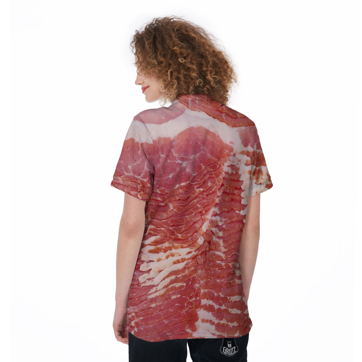 Raw Bacon Print Women's Golf Shirts-grizzshop