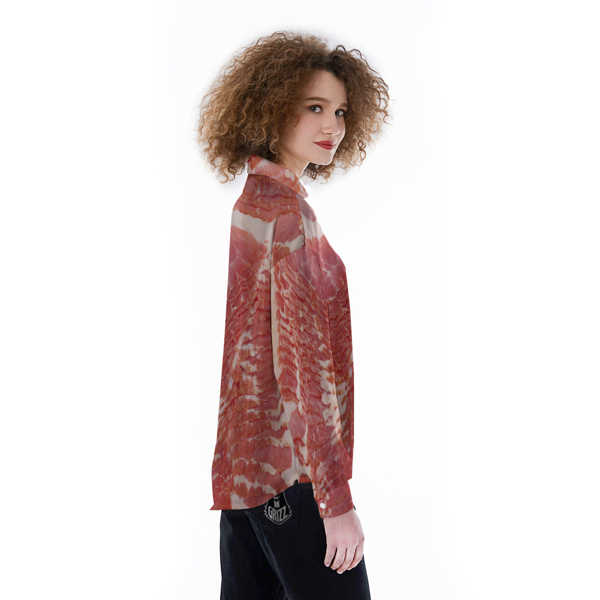 Raw Bacon Print Women's Long Sleeve Shirts-grizzshop