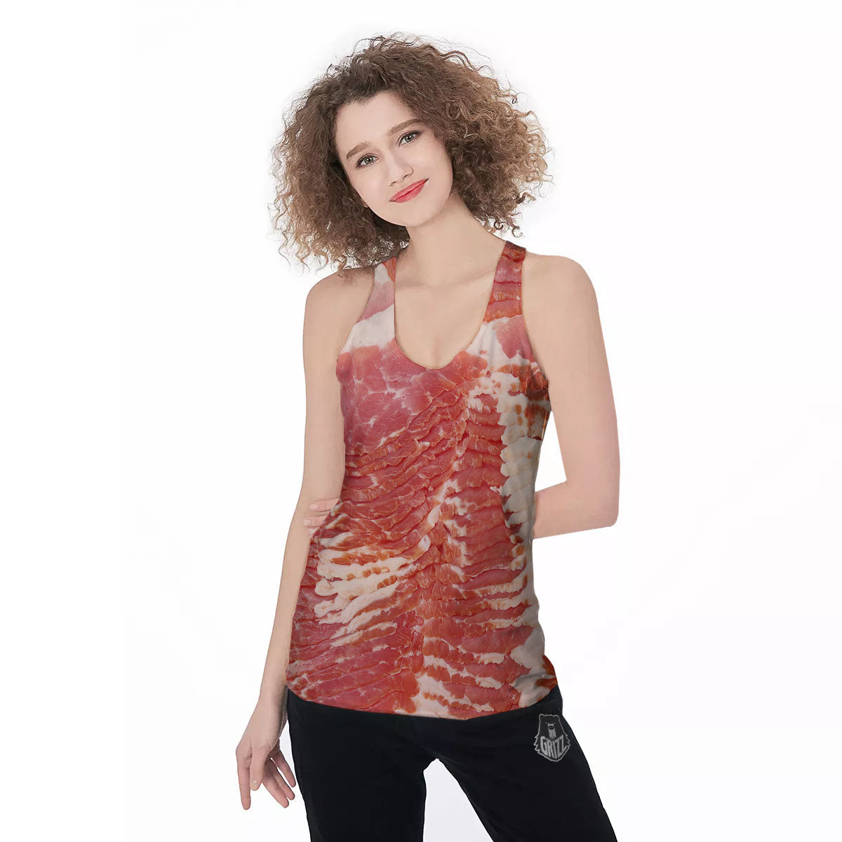 Raw Bacon Print Women's Racerback Tank Top-grizzshop