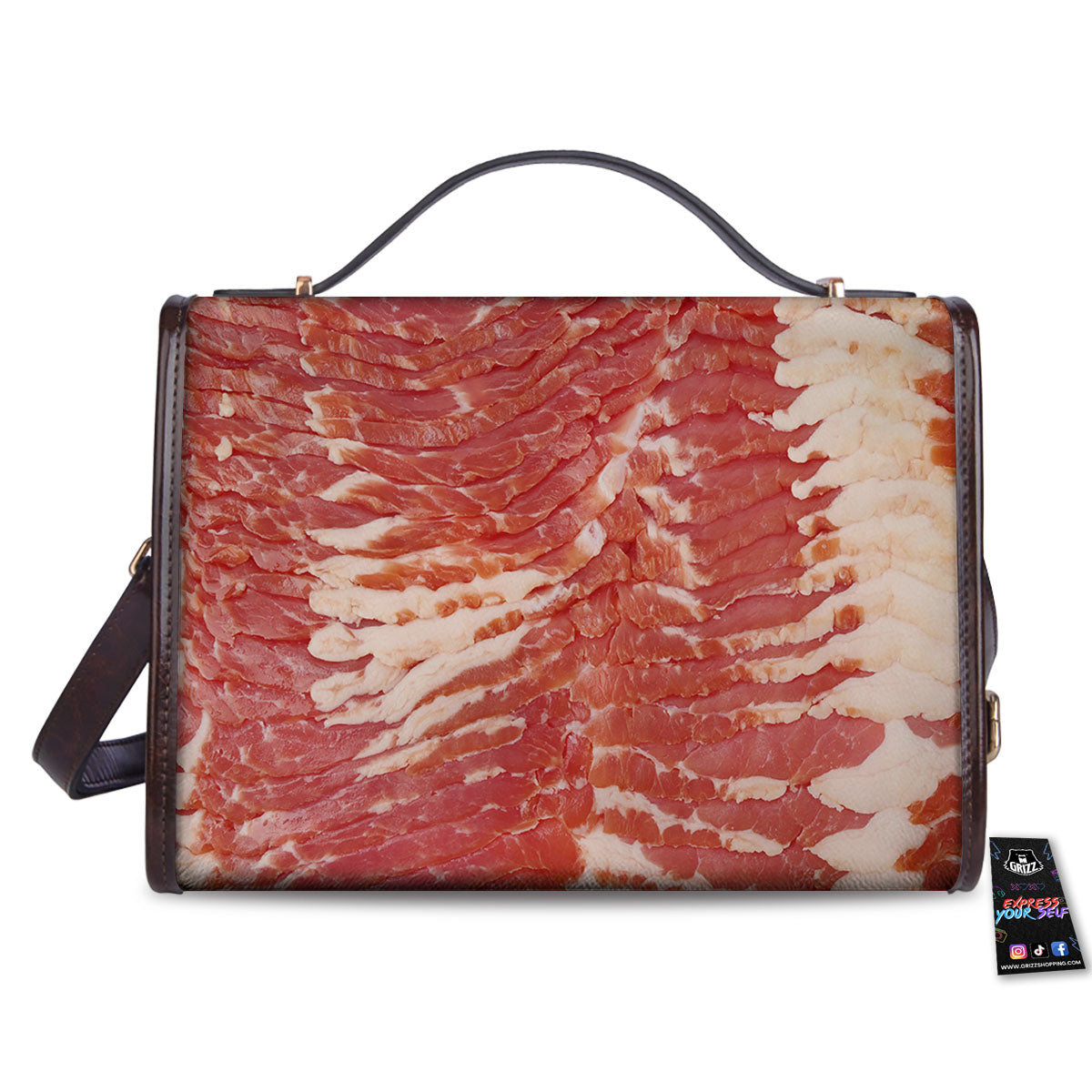 Raw Bacon Print Women's Satchel Bag-grizzshop
