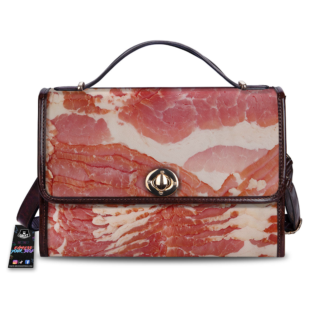 Raw Bacon Print Women's Satchel Bag-grizzshop
