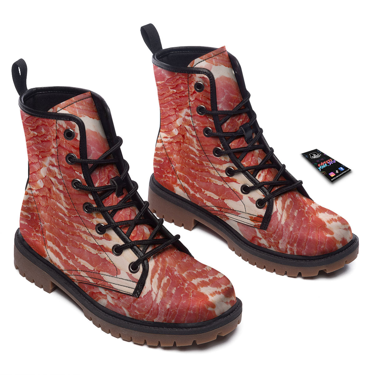 Raw Bacon Print Work Boots-grizzshop