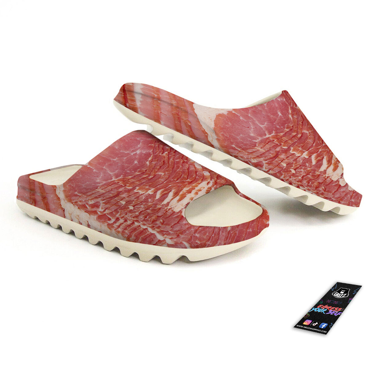 Raw Bacon Print Sandals-grizzshop