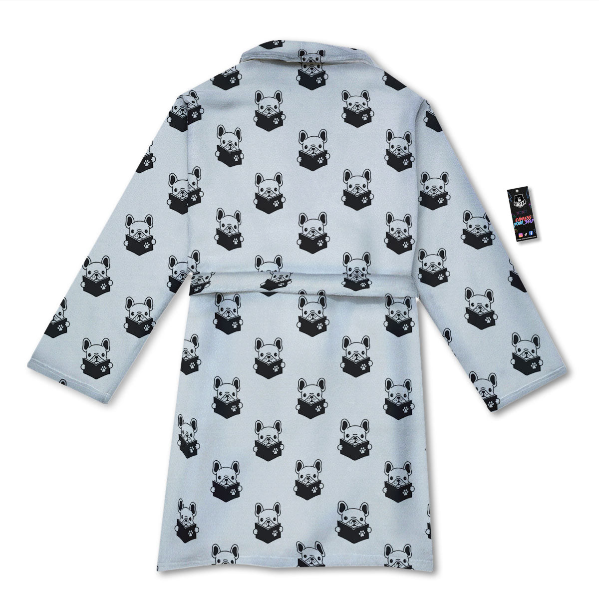 Reading Book French Bulldog Print Bathrobe-grizzshop