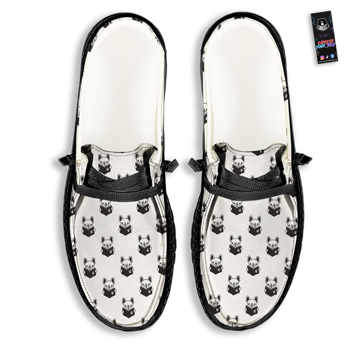 Reading Book French Bulldog Print Black Loafers-grizzshop