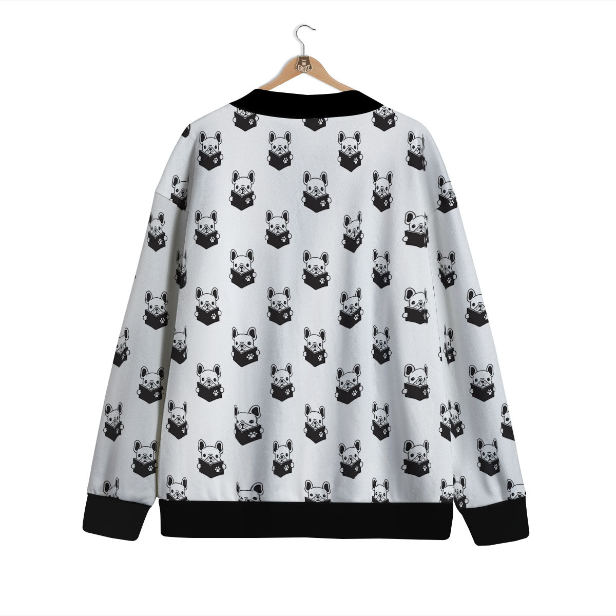 Reading Book French Bulldog Print Cardigan-grizzshop