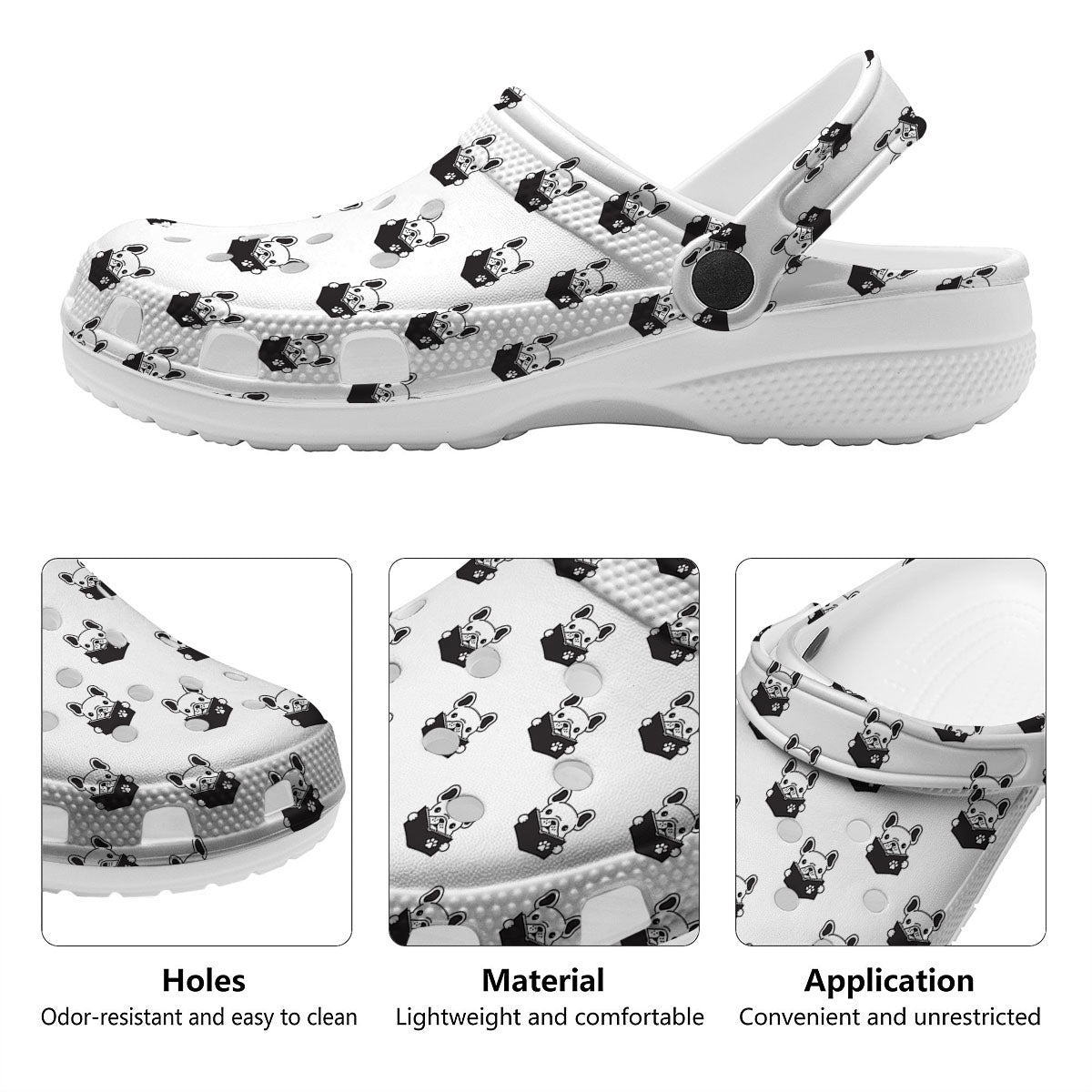 Reading Book French Bulldog Print Clog-grizzshop