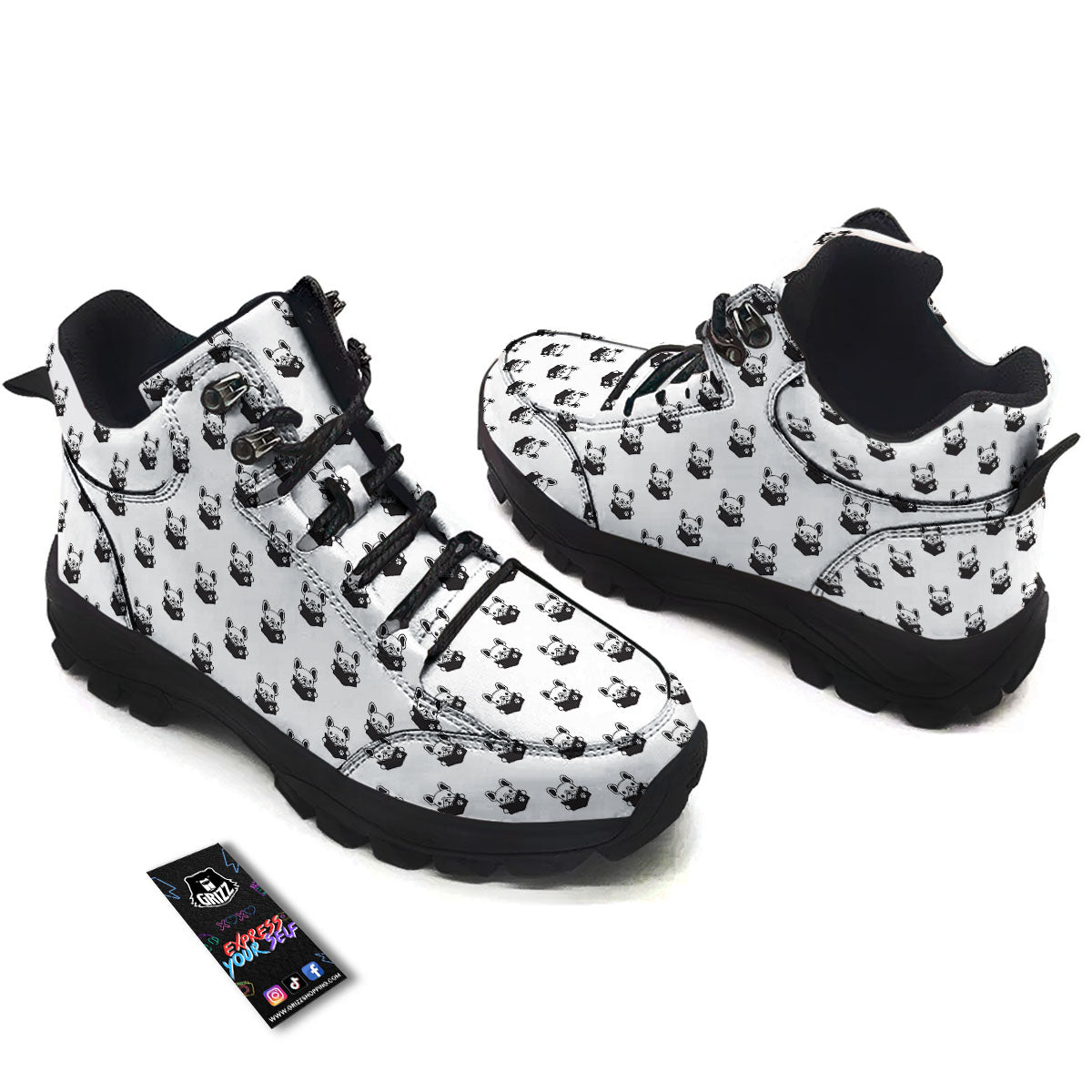Reading Book French Bulldog Print Hiking Shoes-grizzshop
